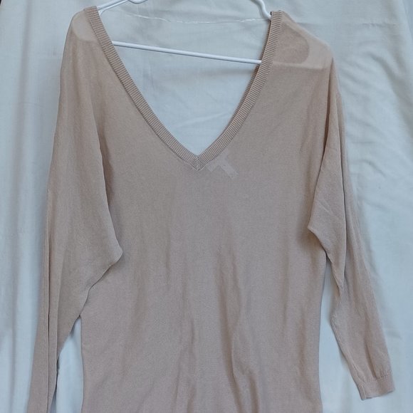 Leith Nude Sheer V- Neck/Back Blouse S - Picture 1 of 9